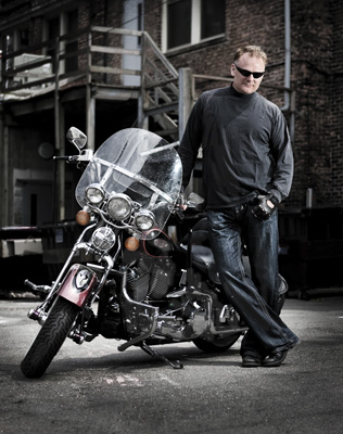 Paul Crave with his motorcycle